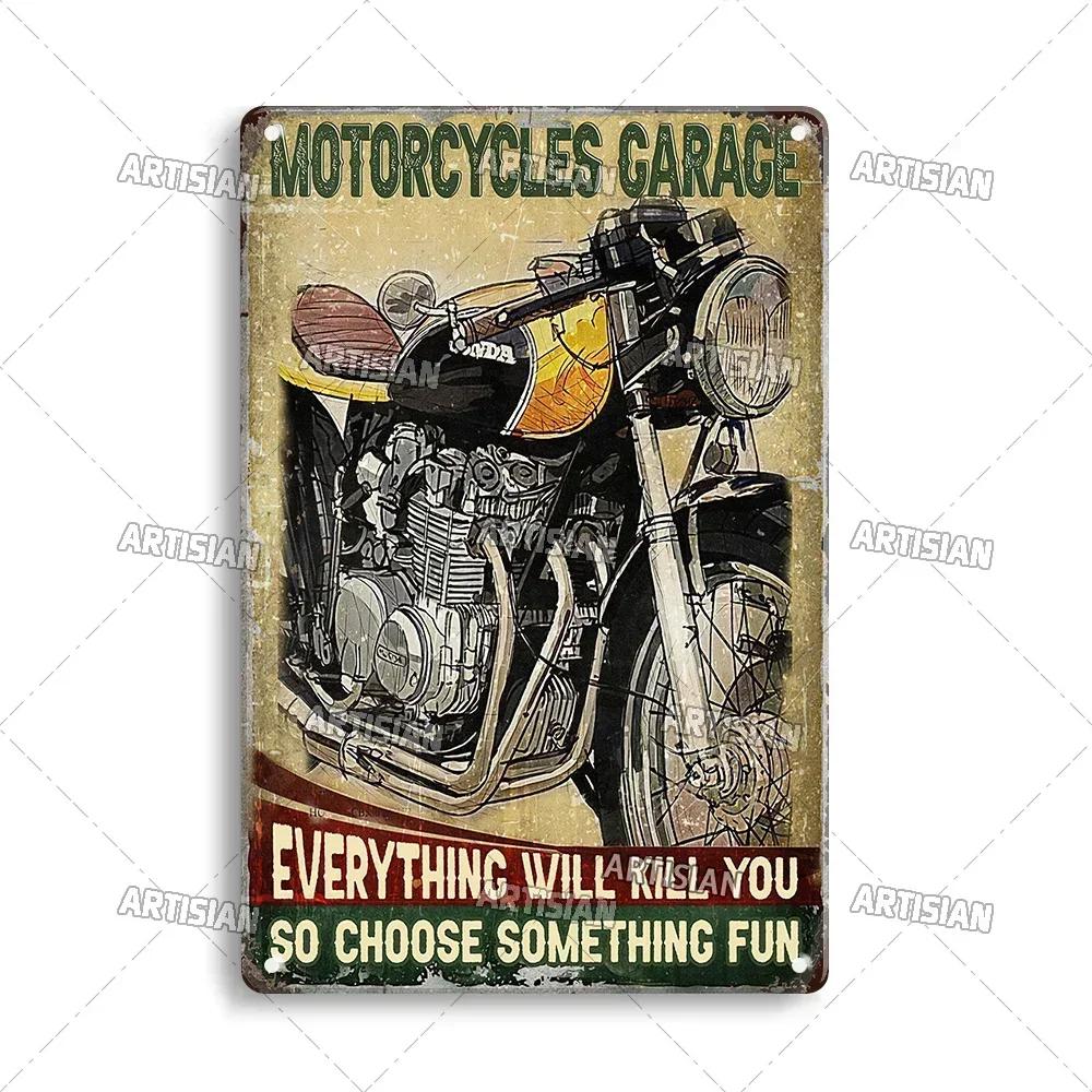 Crosscountry Motorcycle Tin Sign Vintage Metal Wall Decor Garage Home Bar Metal Plaque