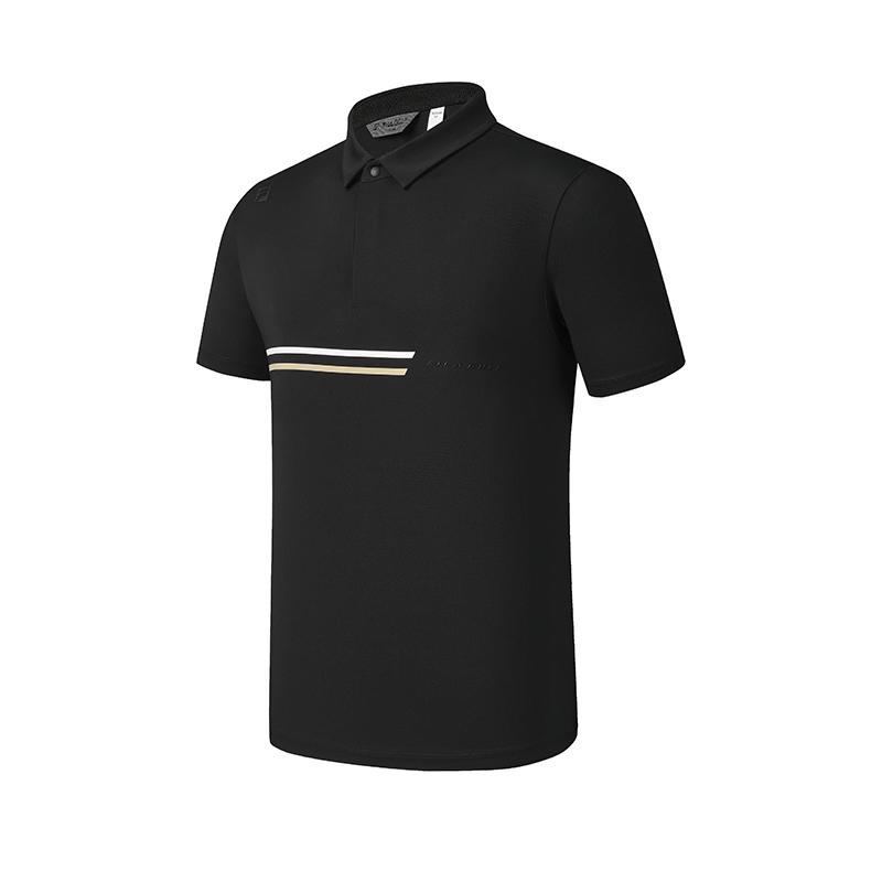 Fila Golf Series SS25 Minimalist Casual Versatile Color-Blocked Polo Shirt Men Tops Deep-Black A11M525144F-BK