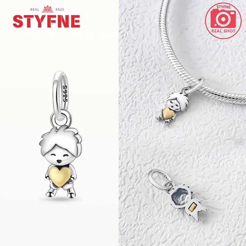 

925 Silver New Couple Series Love Boy&Girl Dangle Charms Heart Beads Fit Bracelet for Women Diy Fine Jewelry Gift