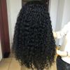 Women African Style Black Small Curly Wig Faux Central Parting Hair Hairpiece