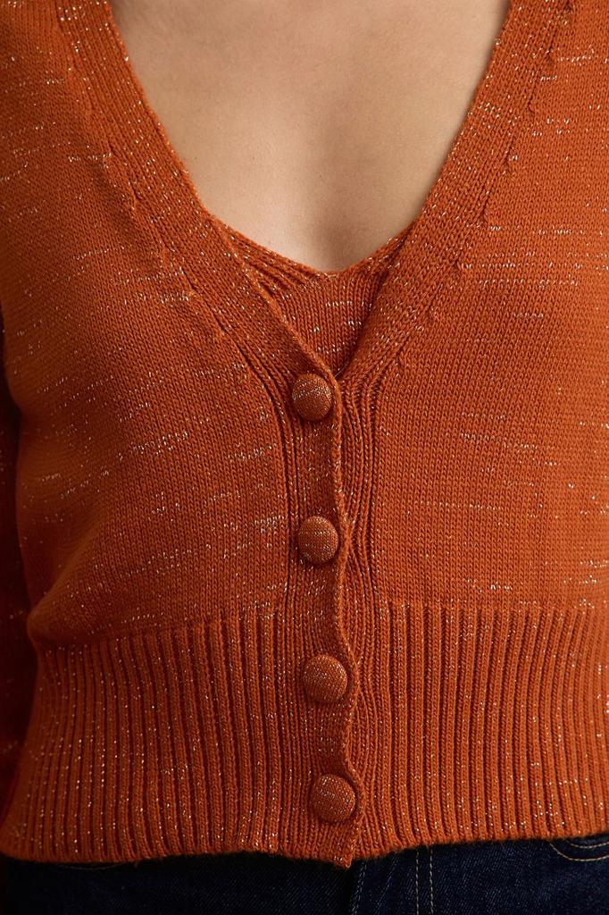 Women's Elegance Style Cardigan Tile Crop Blouse-Cardigan Set Knitwear Cardigan