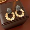 Vintage Rhinestone Pearl Flower Stud Earrings - Elegant, Versatile, High-End Design.