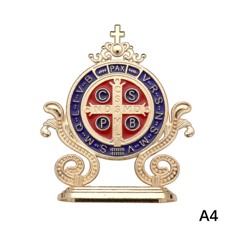 

улица. Крест Святого Бенедикта Ремесленное Украшение Эмаль Металл Статуэтка Святого Бенедикта Украшение для Автомобиля Дома Офиса Стола Религиозный Декор Благословение A4