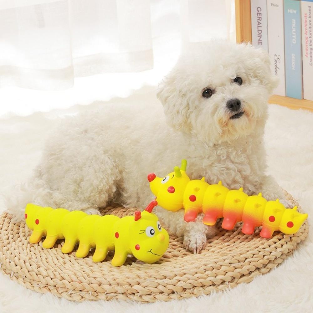 Latex Dog Chew Toy Caterpillar Shape Dog Grinding Teeth Stick Pet Squeaky Toy Outdoor