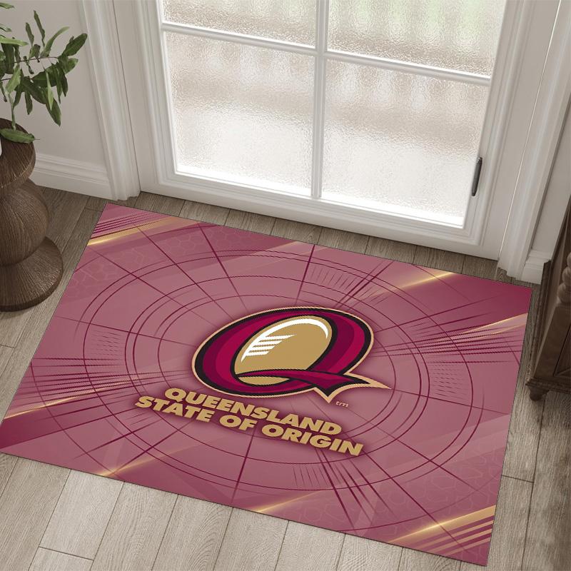 Queensland Maroons Design Crystal Velvet Carpet Cozy Non?Slip Printed Rug For Bedroom Living Room Entrance