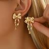 Golden Bow Statement Earrings Trendsetting  Stud Ear Accessories