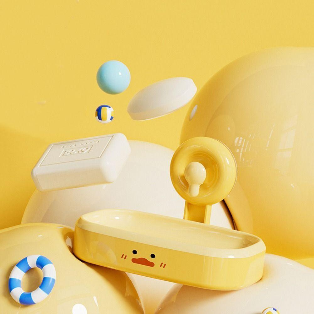 Cartoon-Ente Saugnapf Seifenschale Kunststoff Seifenbehälter Tablett Platzsparend Seifenhalter Badezimmer