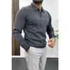 Men's Half Zipper Polo Neck Seasonal Sweater Navy Blue Edw195