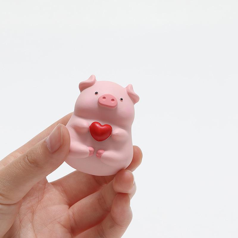 Pink Pig Holding Love Refrigerator Sticker Magnetic Magnet Po Wall 3D Resin Cultural and Creative Product Personality Gift
