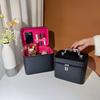 High-end Woven Texture Handbag, Large-capacity Makeup Organizer, Stylish Makeup Case, Portable Gift Box