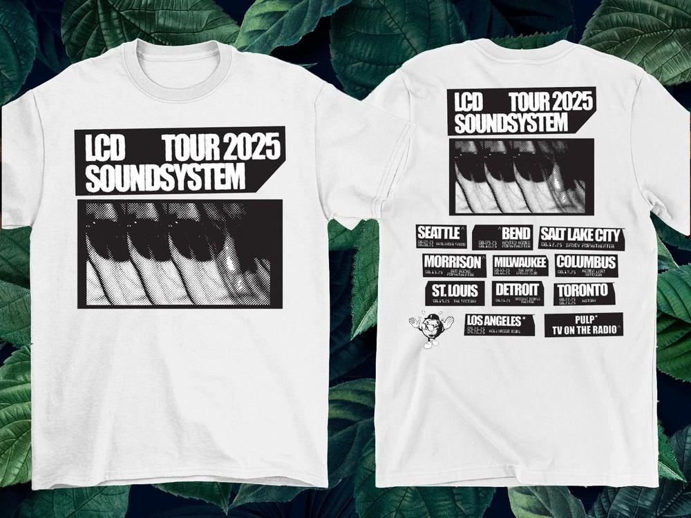 

2 Sides LCD Soundsystem Band Summer 2025 Tour Shirt White Unisex S5XL Unisex T-Shirt S