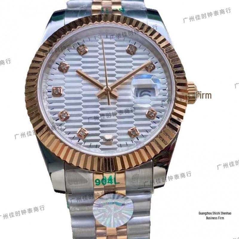 Orologio da uomo automatico Lao Jia Hao Shi 41mm con data, quadrante a quadri e design casual alla moda.