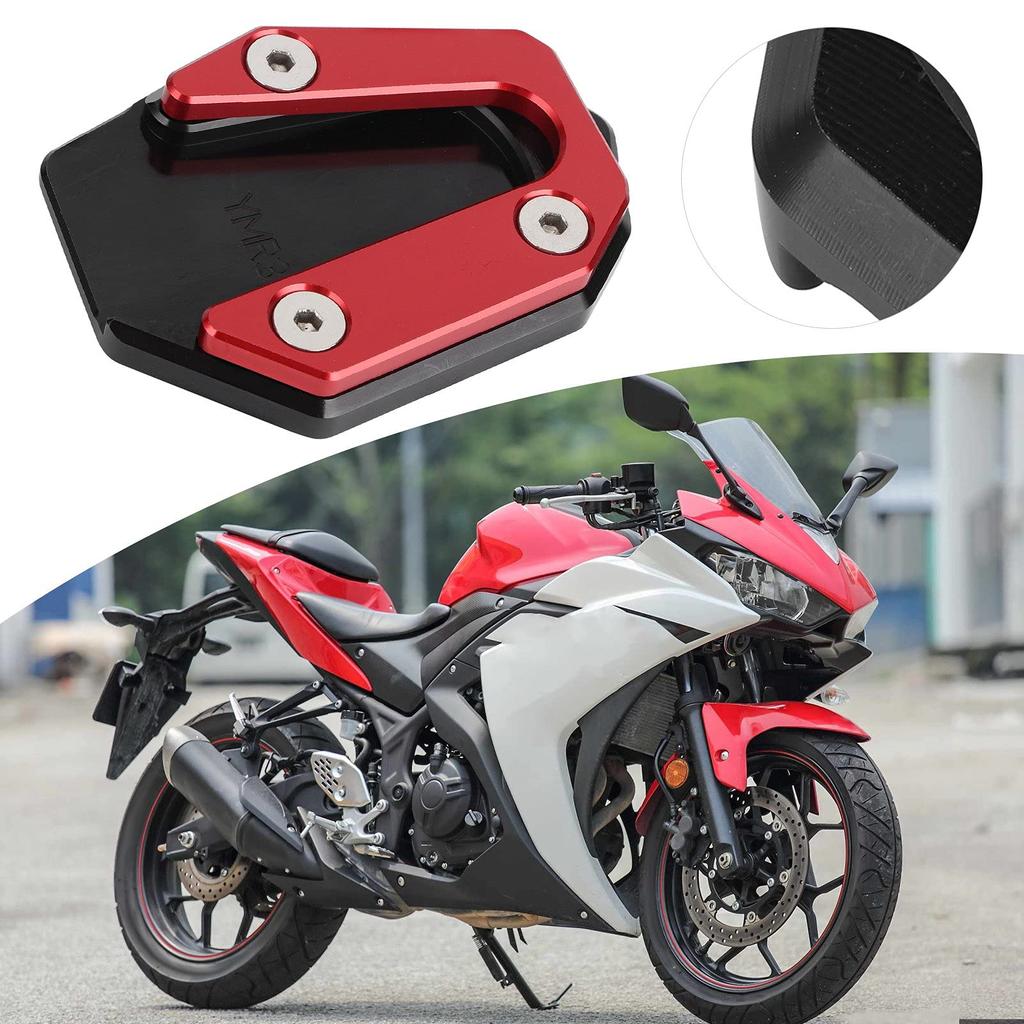 Motorcycle Kickstand Pad, Akozon Multicolor Anti-Slip CNC Aluminum Alloy Side Stand Plate Pad Fit