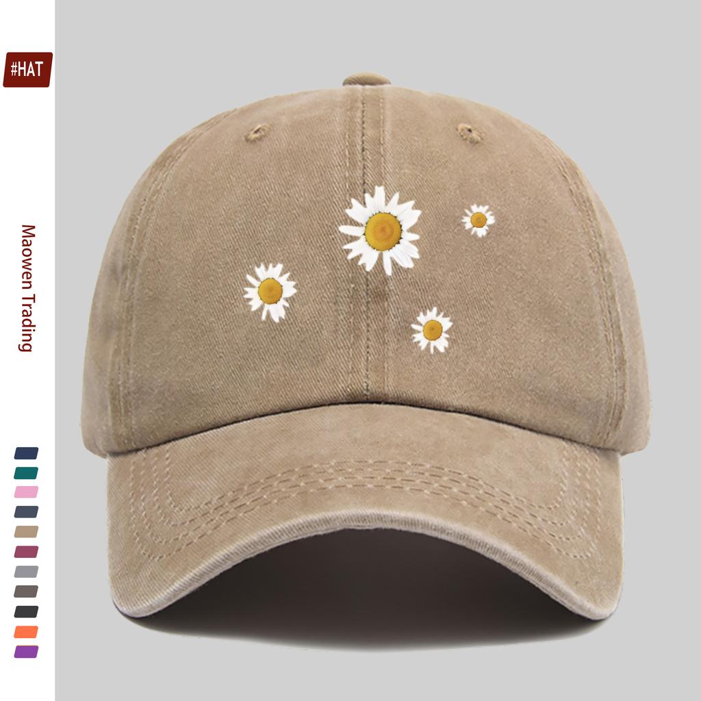 Pc Little Daisy Print Baseball Cap Trucker Sun Hat Comfortable and Lightweight Papa Hat Mom and Dad Beach Party Decorative H