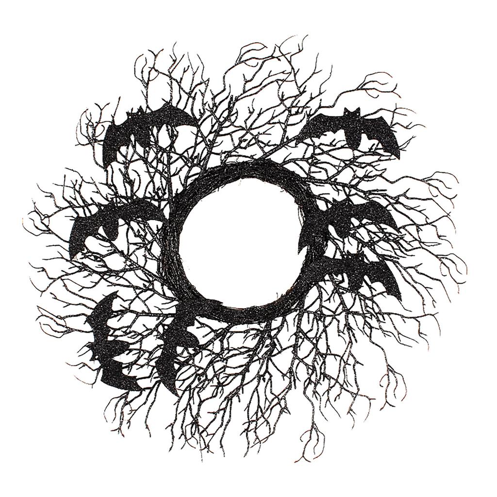 Halloween Simulation Decoration Wreath, Black Withered Branches, Vines, Window And Door, Hanging Party Props