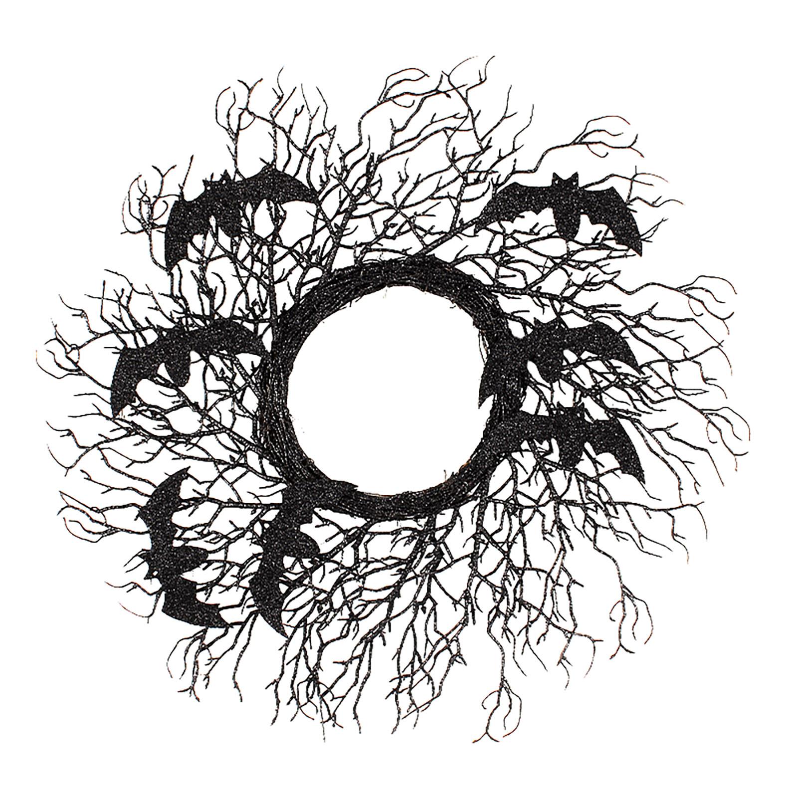 Halloween Simulation Decoration Wreath, Black Withered Branches, Vines, Window And Door, Hanging Party Props