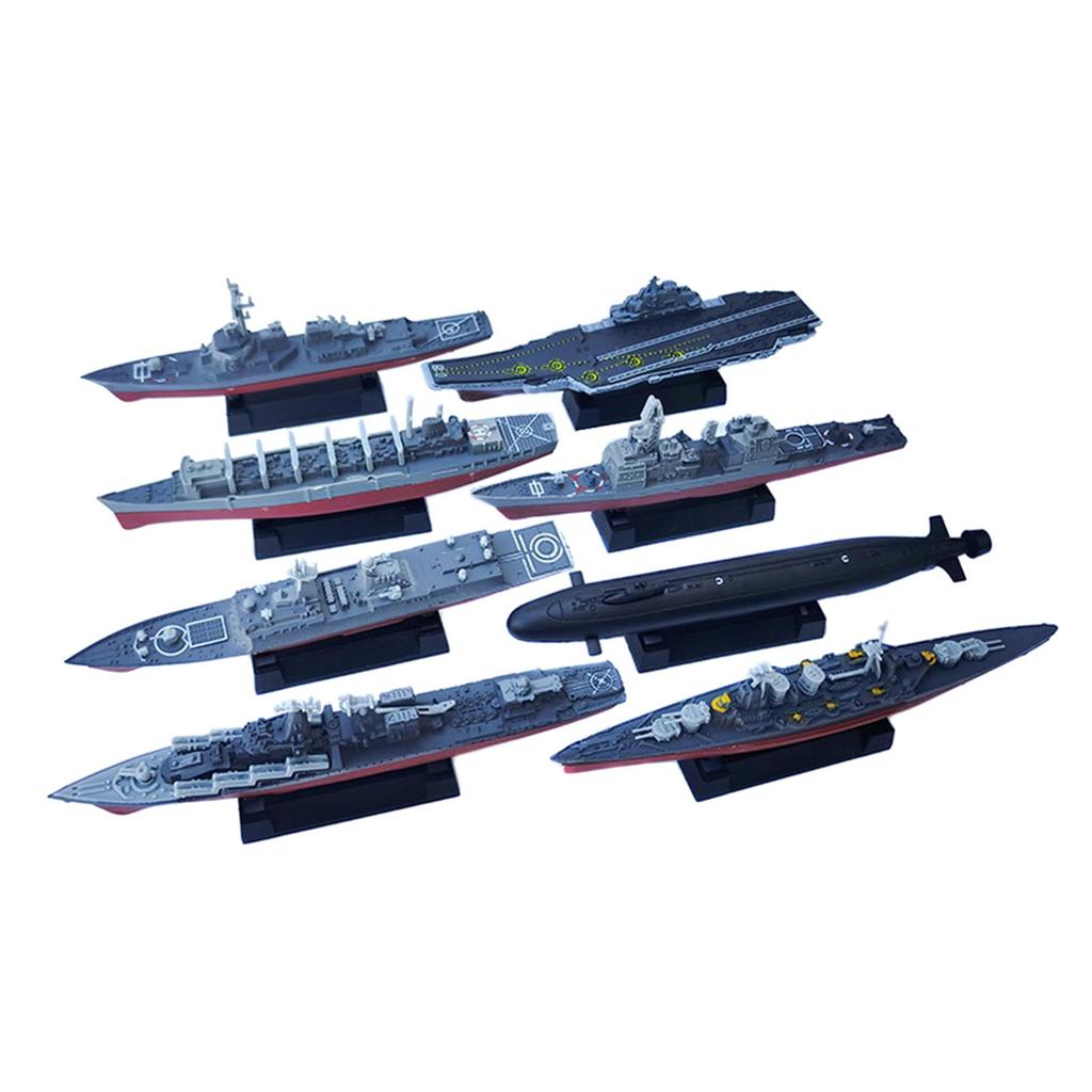 8Pcs 3D Puzzle Model Ship Aircraft Toy Submarine, Warships Kits, Navy Models