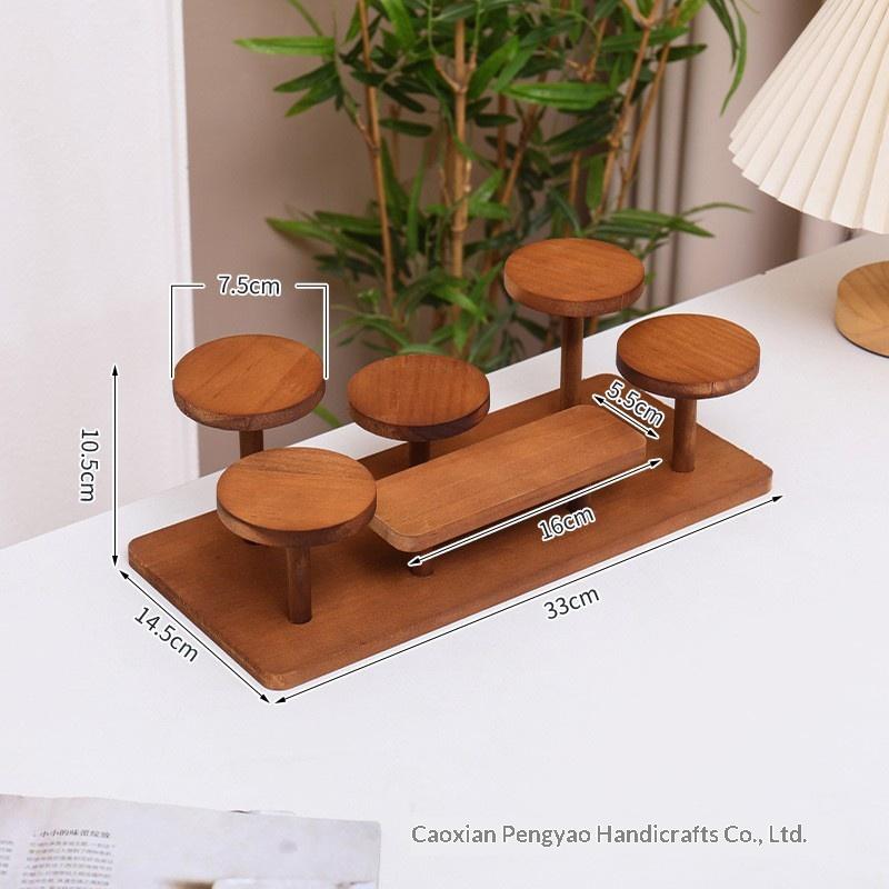 Wooden Multi-tiered Coffee Cup Aromatherapy Perfume Figurine Display Stand Jewelry Storage Rack