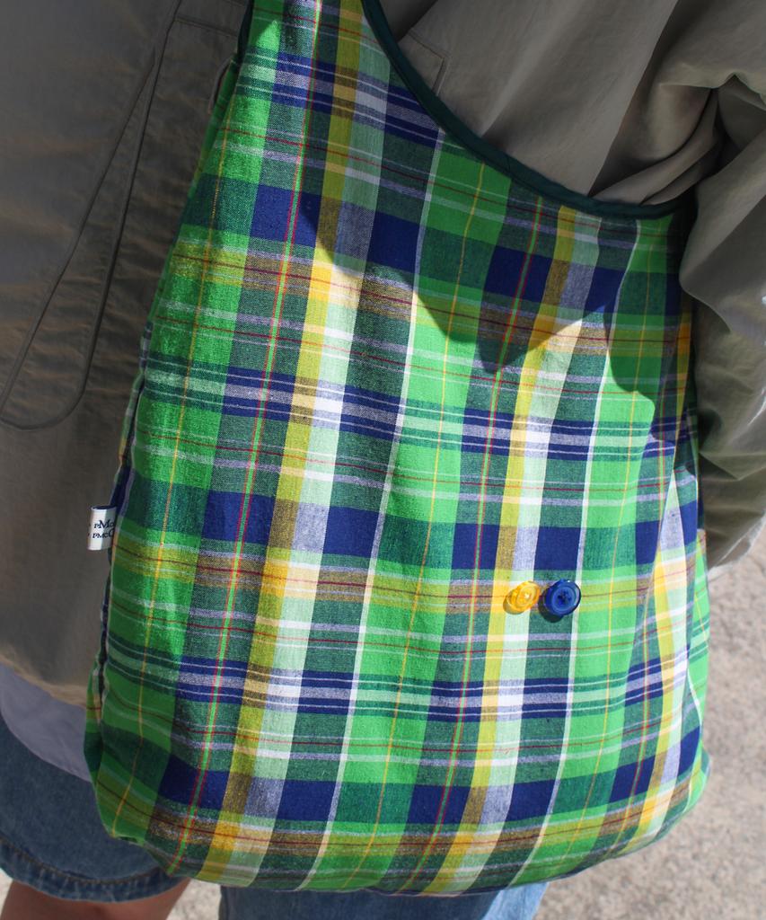 Pmco Check Button Packable Shoulder Bag (Green)