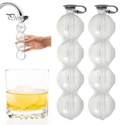 Ice Ball Maker 4 Hole Round Ice Cube Mold Easy Fill Release Ice Sphere Maker with Silicone Cover for Whiskey Cocktails