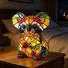 Rainbow Stained Glass Animal Night Light, USB Powered Retro Highland Cow/Koala/Squirrel Resin Lamp for Bedroom, Desk, Home Decor