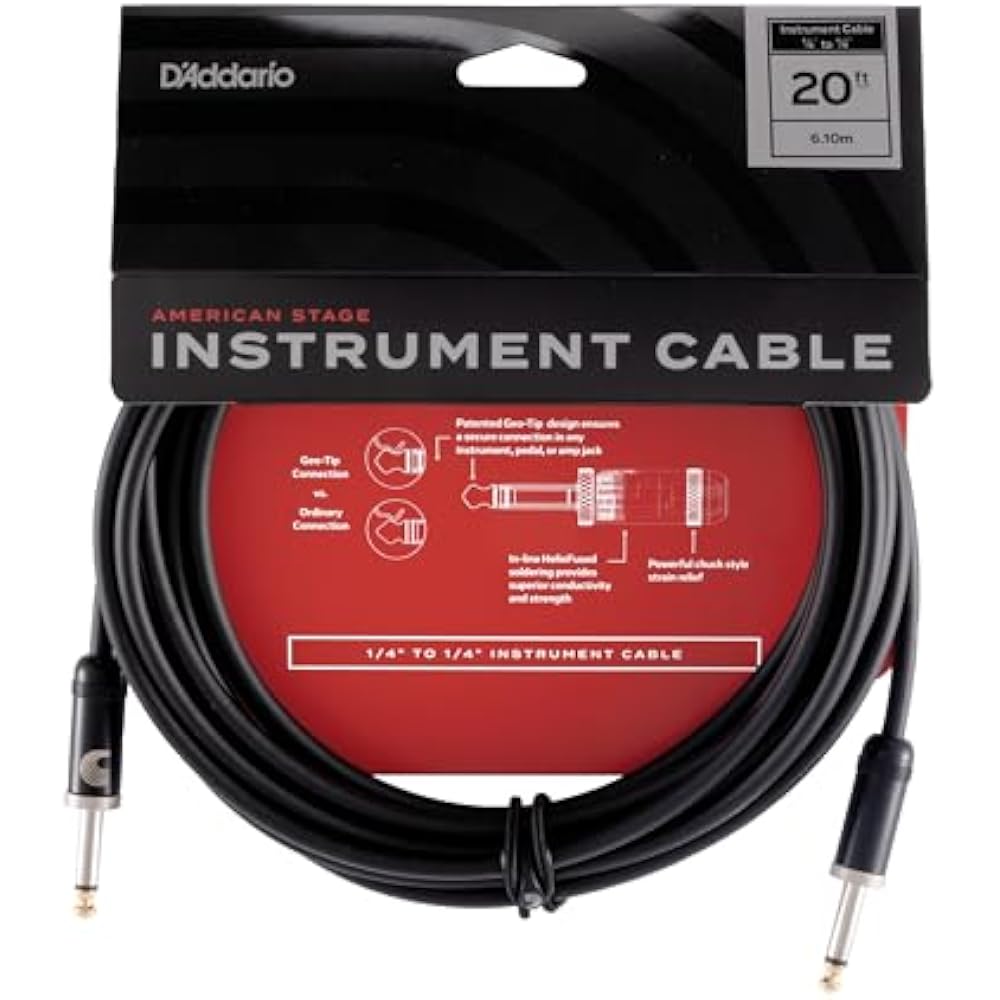 D Addario Daddario Shield Cable (Guitar Shield) American Stage Instrument Cable PW-AMSG-20 (6.1m ...