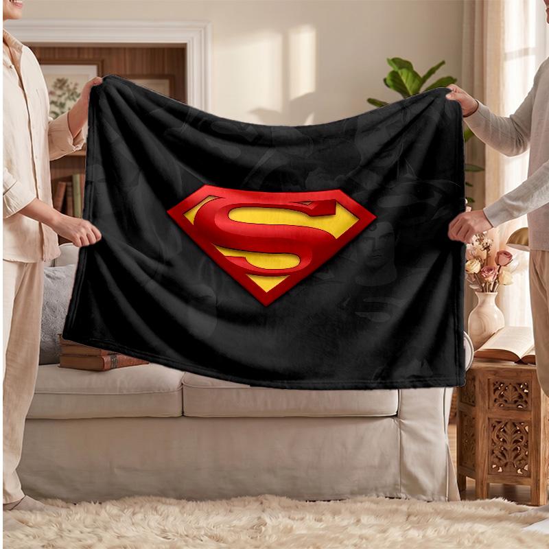 Superman Printed Flannel Blanket, Skin Friendly Warm Throw for Indoor Couch Bed Daily Use