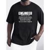 European Sizes Summer Men's Creative Pattern Crew Neck ENGINEER T-shirt For Outdoor Casual Daily