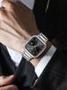 Men Square Quartz Watch Stainless Steel Strap Classic Fashion Wristwatch Gift Set