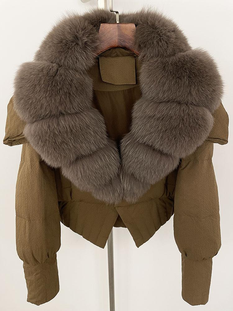 OFTBUY Down Jacket Women 2024 New Winter Natural Real Raccoon Fox Fur Collar Short White Duck Down Coat Thick Warm Casual Outerwear