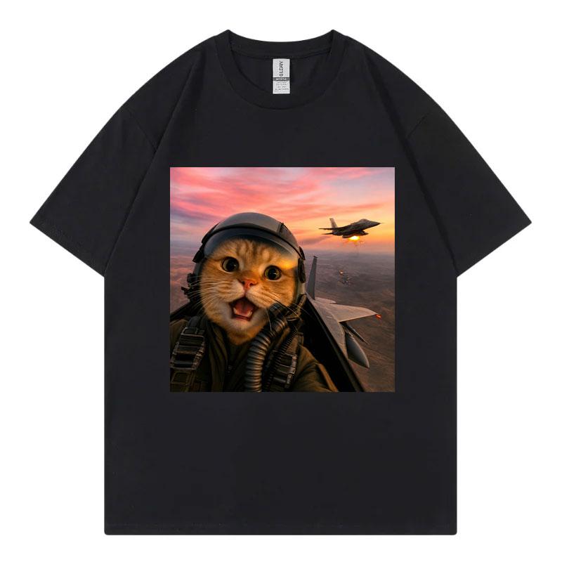 Funny Flying Cat Meme Graphic T Shirts Unisex Unisex Clothing Kawai Fashion Tshirt Summer Casual 100cotton Short Sleeve Tshirts