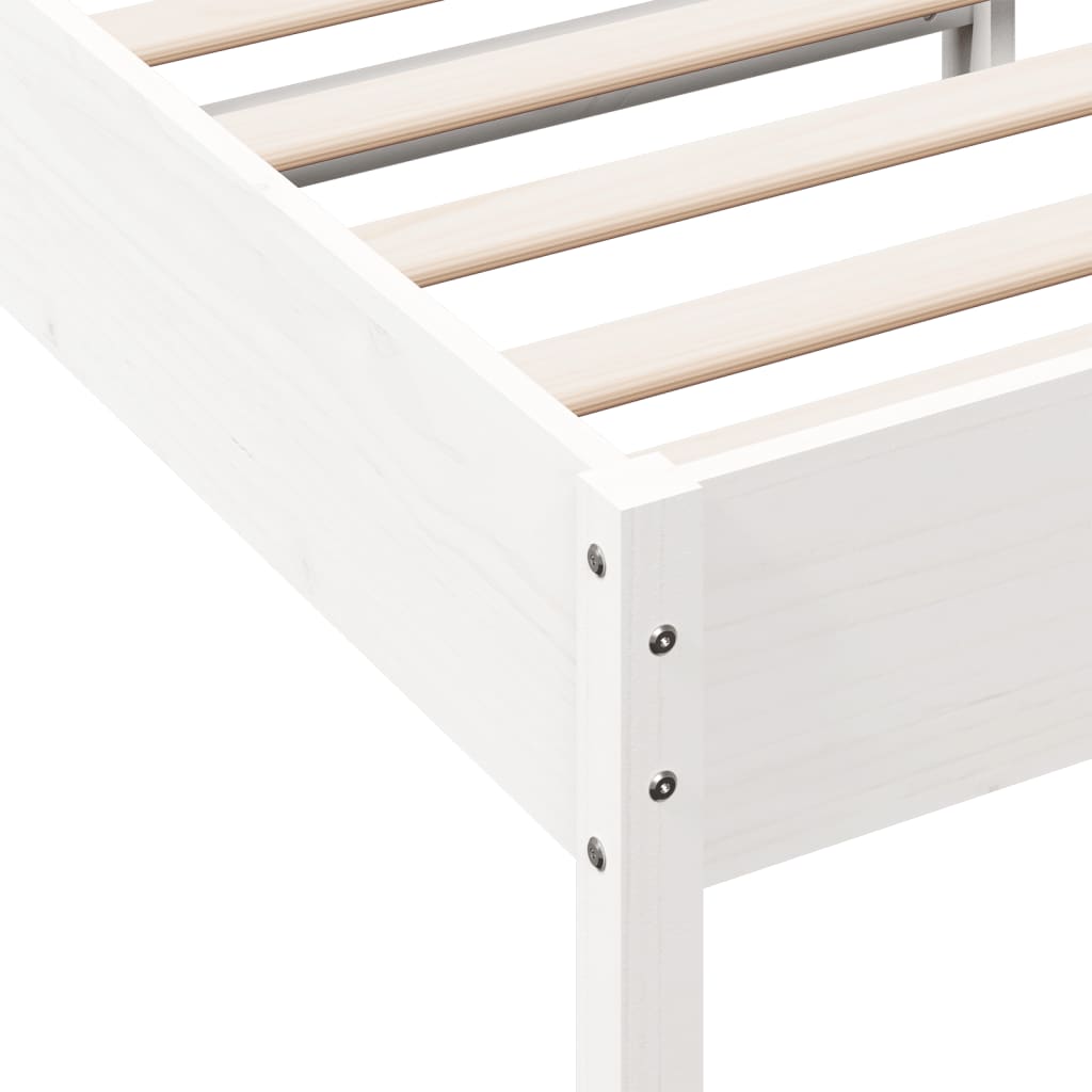Solid Wood Bed Frame without Mattress White 75 x 190 cm Pine Wood