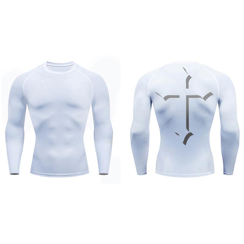 Cross Print Compression Shirt for Men Christian Sporty Quick Dry Tshirt Tees Tops Gym Workout Fitness Undershirts Baselayers