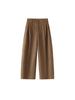 Women's Plus Velvet Wool-Blend Wide-Leg Scimitar Pants - Winter Warm, Thick, Short-Length, Straight-Cut, Nine-Point Casual Style