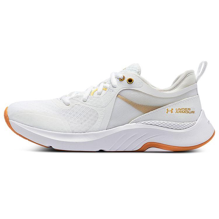 

Under Armour Women s Hovr Omnia Metallic White Metallic Gold Luster 3025833-100 35.5