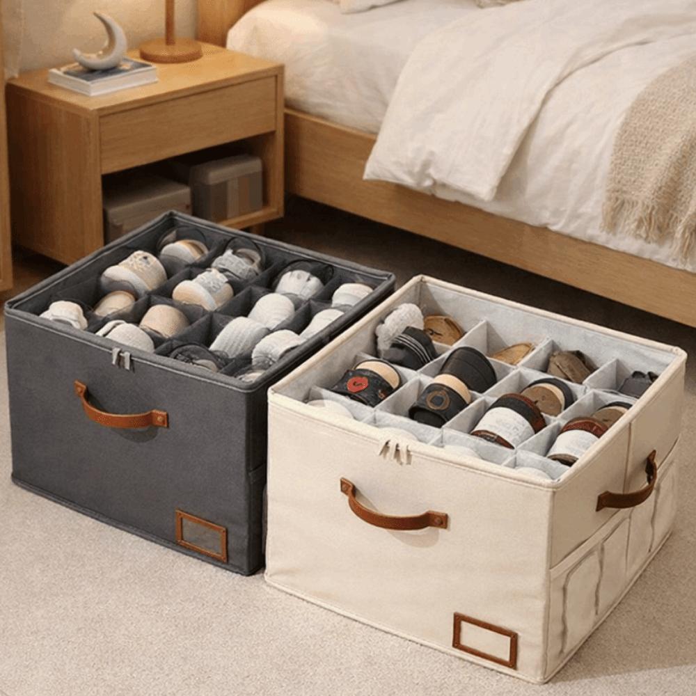 Folding 16 Grids Shoe Storage Box Oxford Cloth Clothes Storage Box Cabinet Drawer Organizer Closet