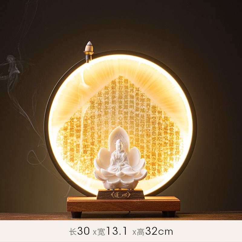 Ceramic ornament "Lotus Heart Guanyin Bodhisattva" Dehua White Porcelain Lin Yixin Buddha Statue Western Three Saints Statue