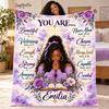 Personalized Christian Blanket for Women, Bible Verse Prayer Blanket, Black Woman Faith Affirmation Fleece Throw, Custom Name Religious Gift
