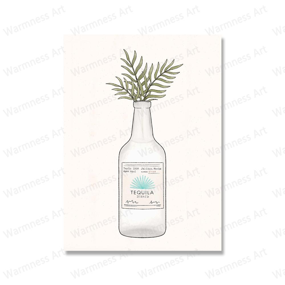 Liquor Peaches Tequila Vodka Flowers Bar Wall Art Canvas Painting Alcohol Posters and Prints Pictures For Living Room Home Decor No Frame