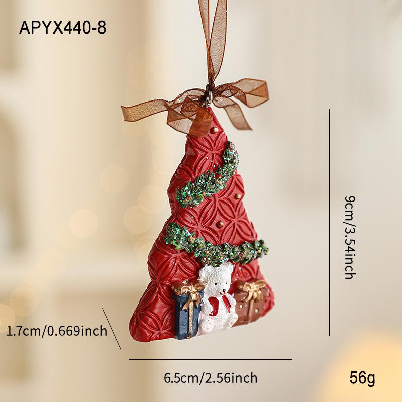 Resin Santa Rocking Horse Animal Christmas Ornaments Shaped Hanging Pendants for Tree Holiday Decor