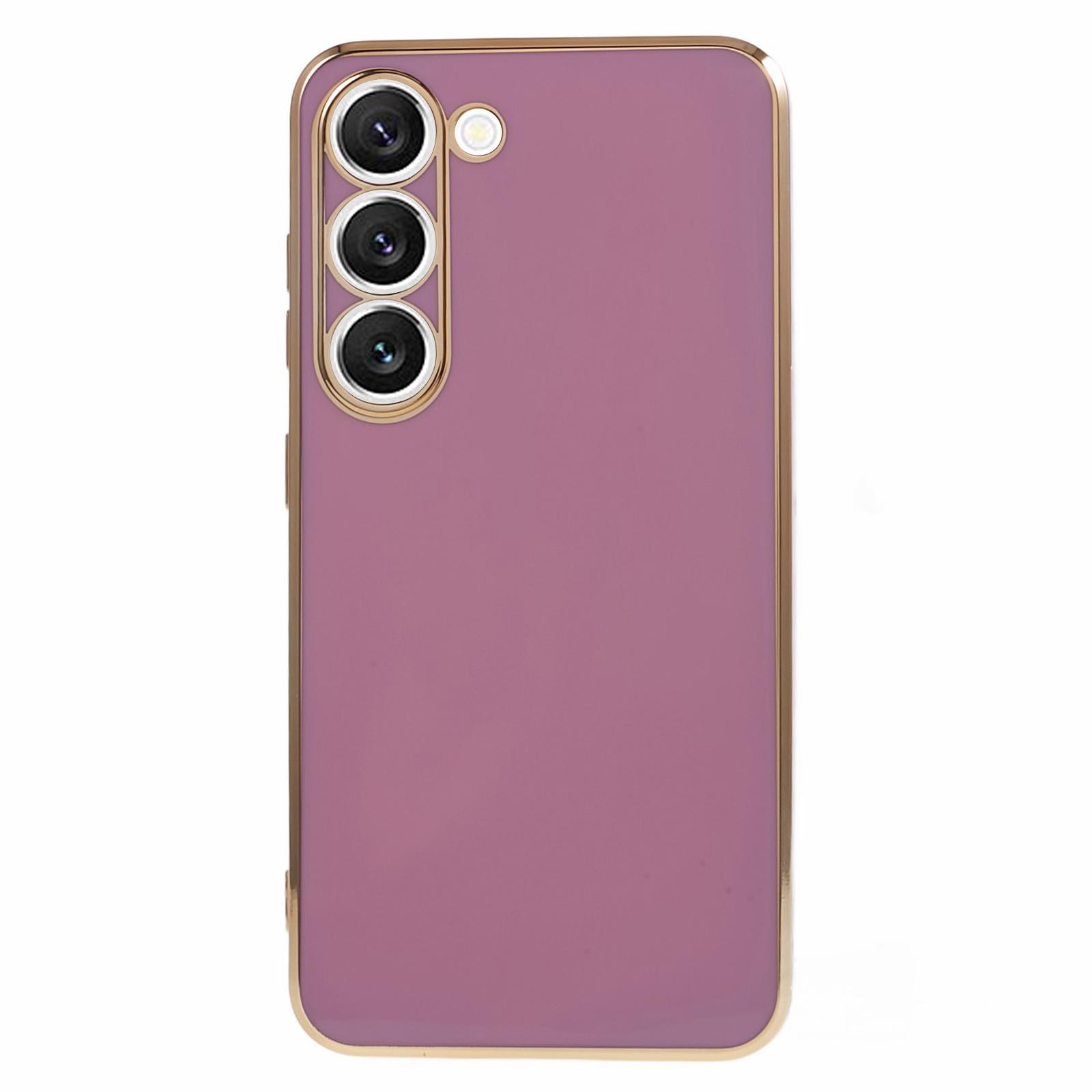 

Anti-scratch TPU Phone Case for Samsung Galaxy S23 Electroplating 6D Glossy Cell Phone Back Cover Purple