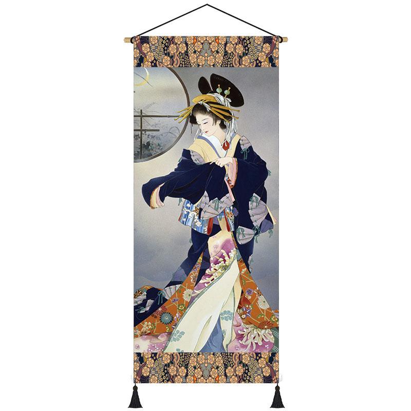 Toile murale rétro avec geisha japonaise vintage, kimono, femme ukiyo-e, affiche, restaurant, maison, salon, peinture à suspendre