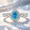 925 Sterling Silver Fashion Temperament Pear Shaped Ice Flower Cut Crystal Zircon Ring Birthday Party Anniversary Gift