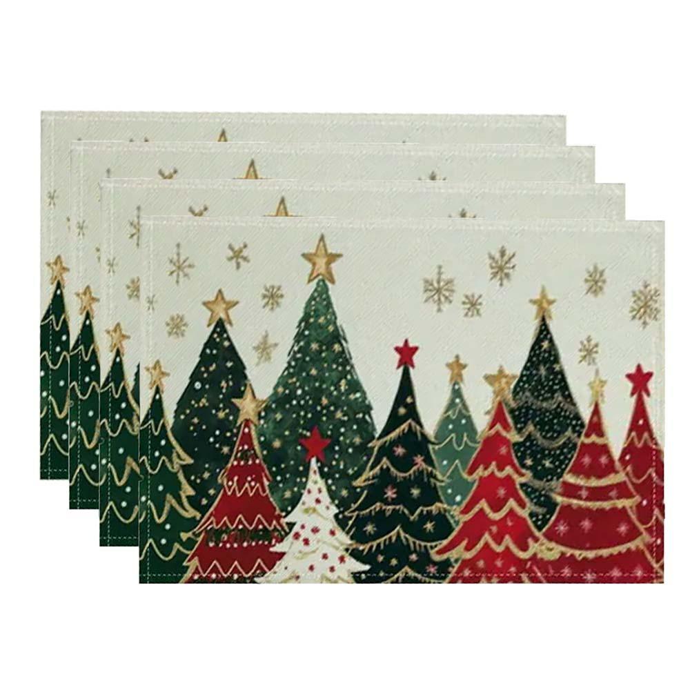 4pcs Non Slip Table Mat Rectangular Tableware Pad Household Christmas Placemat  Festival
