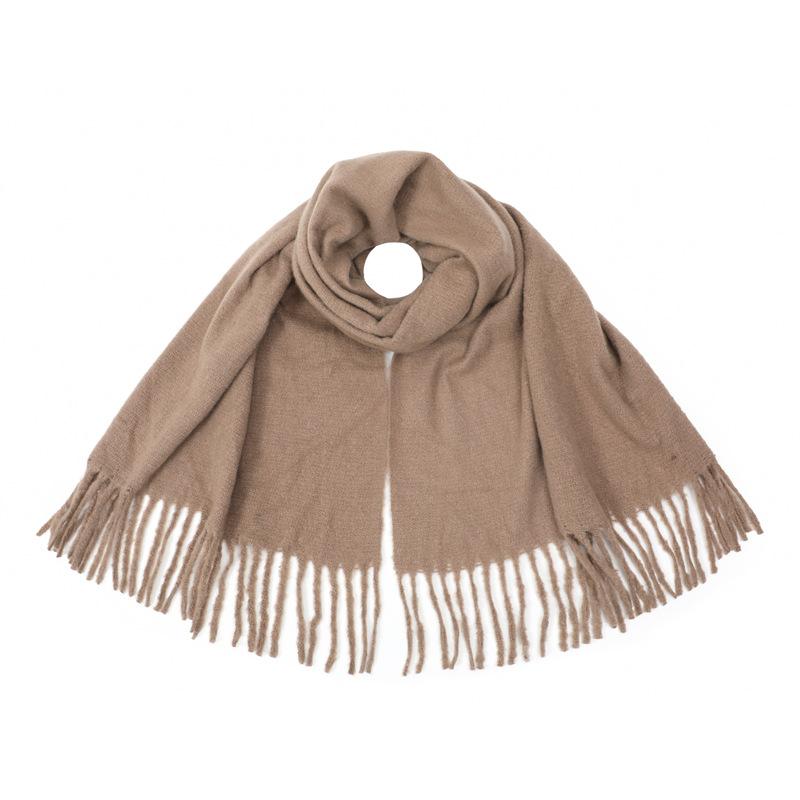 Women Simple Solid Knitted Scarf Headscarf Elegant Lady Casual Tassel Warm Scarve Mujer Foulard Big Wrap Shawl Winter New