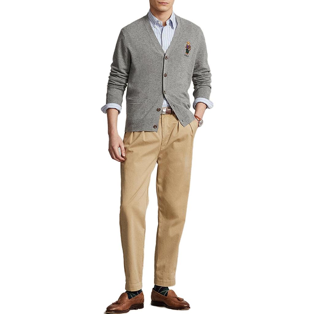 Polo Ralph Lauren FW23 Logo Embroidered Single-Breasted Long Sleeve Knit Sweater Men Sweater Gray MNPOSWE16821668-020