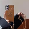 Crossbody Rope Ring Stand Phone Case for IPhone 16 15 14 13 12 11 Pro Max X XR 7 8 Plus Leather Wallet with Card Holder Cover