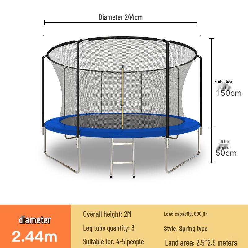 Indoor/Outdoor Kids Fitness Trampoline - Large Round Bouncing Bed for Home and Commercial Use