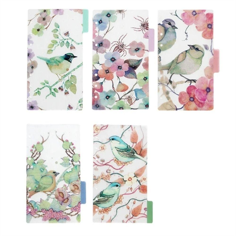 

Разделитель для блокнота из полипропилена Бумага для индексной страницы Разделитель с отрывными листами Папка-регистратор Страницы для индекса Планировщик на спирали A6-Flower bird