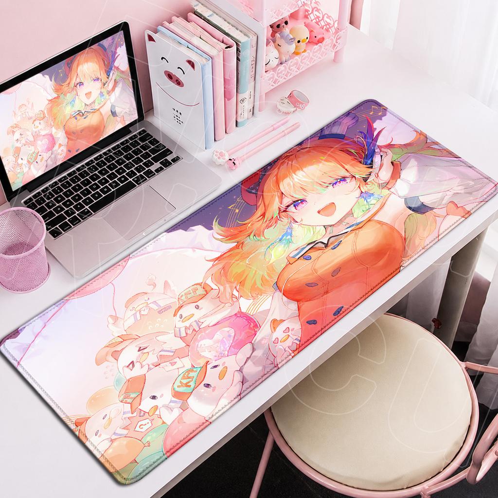 Hololive Roztomilá Dívka Takanashi Kiara Anime Podložka pod Myš XXL Herní Podložka pod Klávesnici na Notebook Uzamykatelný Okraj Kancelářská Dekorace Podložka 90x40cm